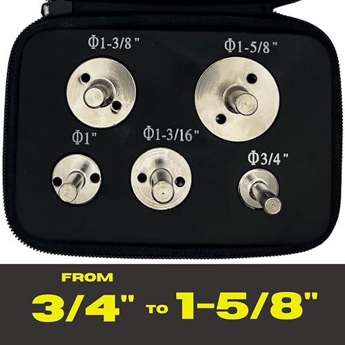 Drilax 5-Pc Diamond Hole Saw Set with Guide & PU Case | for Glass, Tile, Granite & Countertops | Includes 3/4", 1", 1-3/16", 1-3/8", 1-5/8" Bits - style: 5 Pcs Set 3/4" to 1-5/8"