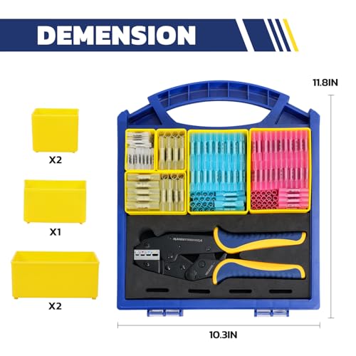haisstronica 340PCS Heat Shrink Butt Connectors Set, 9" Wire Crimper - size: 340 PCS