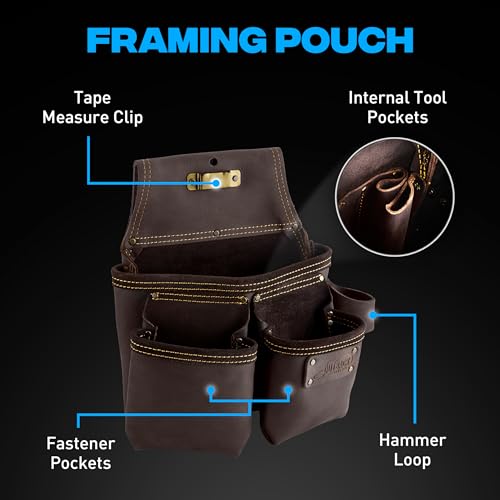 OX Carpenter Tool Belt + Pouches - Leather Tool Belts For Men - Size L - color: Carpenter Belt, size: Large
