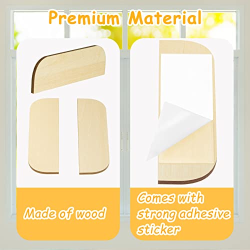 Taiyin 8 Pack 3.5 Inch Hinge Repair Wooden Plate Door Hole Cover Plate Wooden Hinge Filler Wood Repair Kit Kitchen Cabinet Hinges Cabinet Door Blanks with Double Sided Tapes
