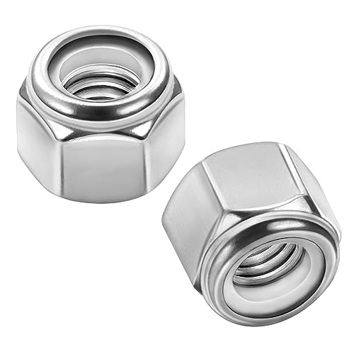 1/2-13 Nylon Insert Hex Lock Nuts Locknuts, 304 Stainless Steel 18-8, Bright Finish, 25 PCS - color: Silver, size: 1/2-13