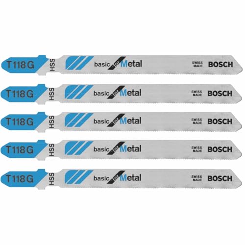 Bosch T118G 5 pc. 3-5/8 in. 36 TPI Basic for Metal T-Shank Jig Saw Blades - size: 5 Count (Pack of 1)