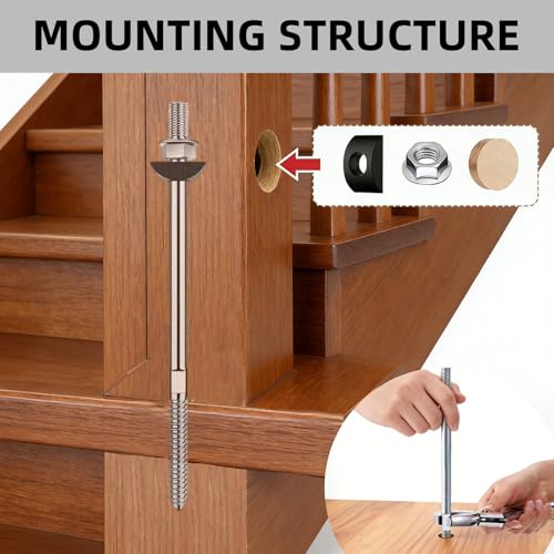 2 Set Newel Post Mounting Kit — Heavy-Duty Fastener Anchors Securely to Wood or Concrete Floor, Professional Installation for Residential & Commercial Staircase