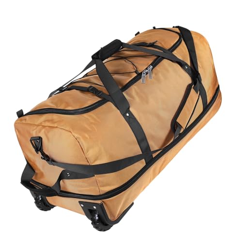 110L Expandable to 140L 32” Foldable Oxford Soft-Sided Rolling Duffle Bag with 2 Heavy-Duty Wheels,2 Large Compartments,Adjustable Shoulder Strap and Attached Organizer Pouch,Coffee - color: Coffee