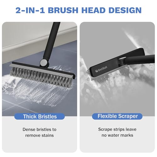 SetSail Grout Cleaner Brush with Long Handle, V-Shaped Floor Brush, Black - color: Black Grey