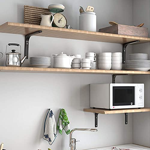 SAYAYO Wall Shelf Bracket Black, 6 X 5 Inch Heavy Duty L Bracket for Wood - color: Black, size: 6 x 5 Inch (4 PCS)