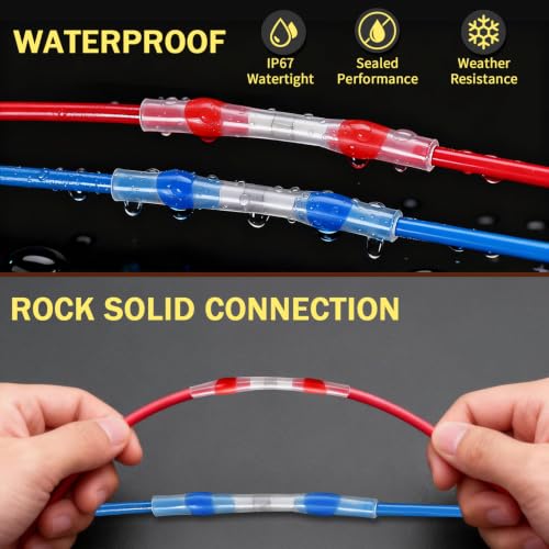 350 Pcs Solder Seal Heat Shrink Butt Wire Connectors Kit - color: 350pcs-(26-10)