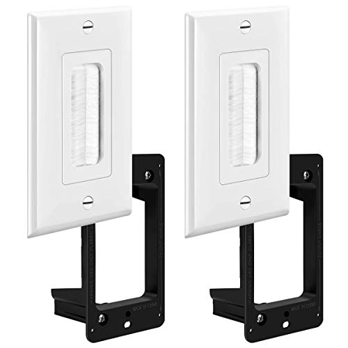 TOPGREENER 1-Gang Bristled Brush Pass-Through Wall Plate, 2-Pack White - size: 1-Gang (4.88" x 3.11")