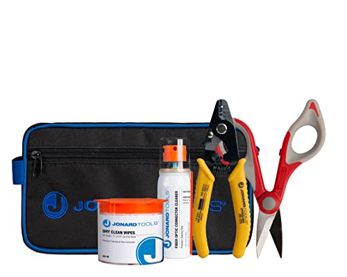 Jonard Tools TK-283 Fiber Cleaning Kit with Kevlar Cutting Shears, 3 Hole Fiber Stripper, Cleaning Fluid, Dry Wipes, and Carrying Case - style: Fiber Cleaning Kit