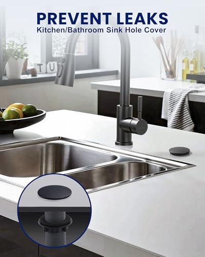 Kitchen Sink Hole Cover, Black Finish Faucet Hole Cover - color: Black