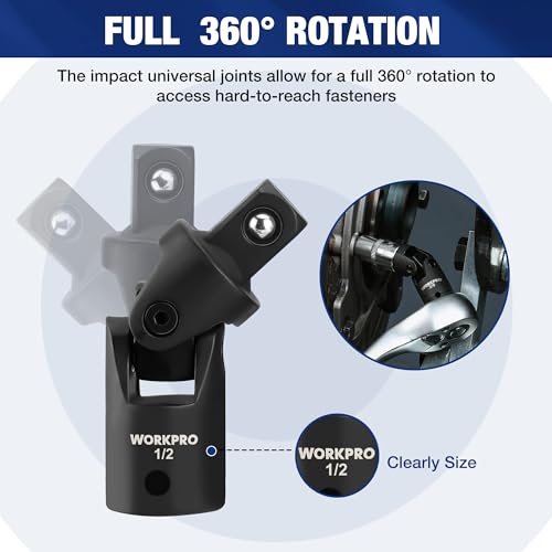 WORKPRO 9-Piece Impact Socket Extension Set, 1/4", 3/8" & 1/2" Drive, CR-V - style: 9PCS