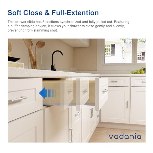 VADANIA #BK54 10" Undermount Drawer Slide, Soft Close - size: 10 Inch, style: Soft Close