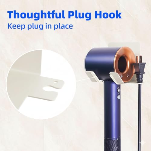 Hair Dryer Holder, Blow Dryer Holder Wall Mounted Hair Tool Organizer Self Adhesive Hair Dryer Holder Wall Mount, Compatible for HairDryer Holder for Bathroom White - color: White