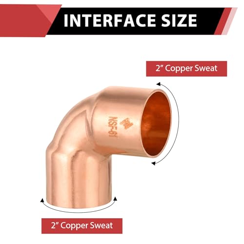 1 Piece EFIELD 2" C X C Short Radius Copper 90 Degree Elbow - size: 2"x2", style: 90 Degree