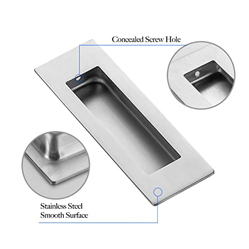 Ravinte 4 Pack Brushed Nickel Sliding Closet Door Handles, 5.9in Length - color: Brushed Nickel, size: 150mm
