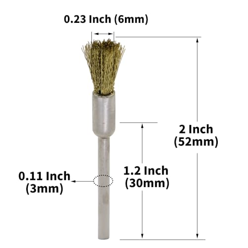 20PCS Brass Wire Brushes - Metal Rust Removal, Cleaning, and Polishing - 6mm Diameter, 1/8″ (3mm) Shaft - Removes Burrs, Dust, and Oxide Layer - Handles Rough Surfaces - Rotary Tool Accessories - style: Brass Wire Brush 3*6mm 20PCS