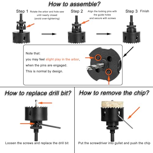 Hole Saw Kit for Wood Metal Plastic, Bi-Metal Cutter Set, 10PCS - color: Black