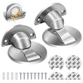 KOLAKO Magnetic Door Stop, 2 Pack Stainless Steel Floor Stopper Adhesive Brushed Nickel Invisible Heavy Duty Silver Holder Catch, No Drill Doorstop - color: Silver - 2 pack