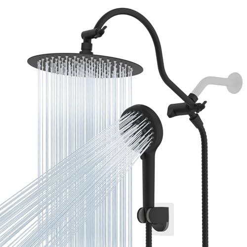 Hibbent All Metal cUPC Certified Shower Head, 10'' Rainfall Shower Head - color: Matte Black, style: Round 10''