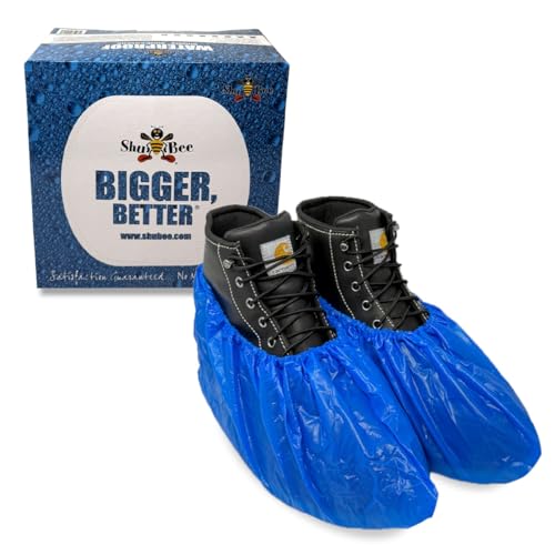 ShuBee Waterproof Shoe & Boot Covers Slip-Resistant Disposable for Plumbing Construction Floor Protection - 40 Pair - color: Light Blue