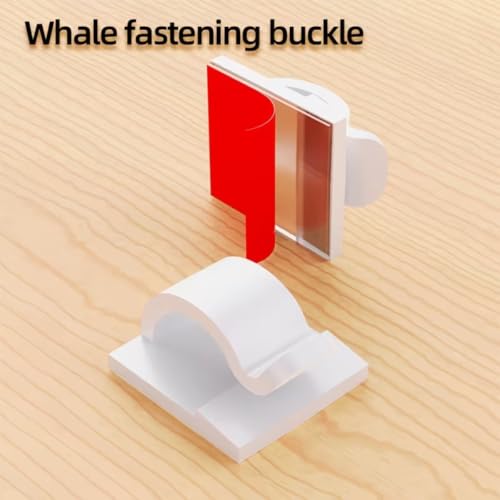 50Pcs Clear Adhesive Cable Clips, Small Upgraded Wall Wire Holders for PC Cord Management, Christmas Lights, Dash Cams & Ethernet Cables, Indoor/Outdoor Use