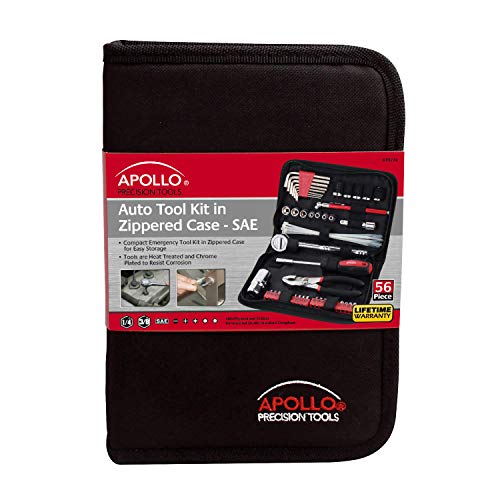 Apollo Tools 56 Piece Compact SAE Auto Tool Set, Red DT9774 - style: SAE (Automotive)