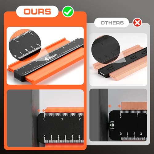JOREST Contour Gauge with Lock (10 Inch), Gift Ideas for Men Dad Carpenter Handyman, Profile Tool with Measuring Scale for Tile Flooring, Carpet laying, Woodworking, Measuring Angle/Shape/Outline/Edge - size: 10 Inch