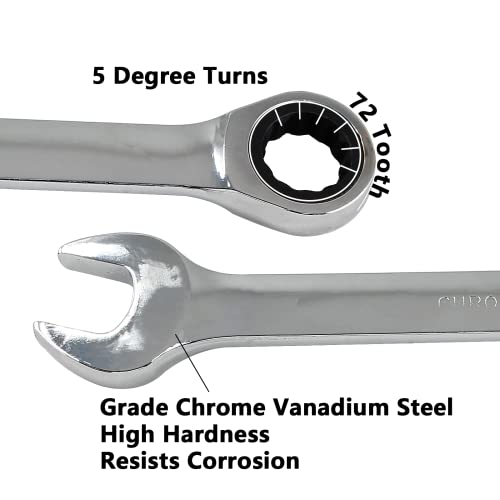 2 Pcs 13mm Ratchet Combination Wrench, Metric 72-Tooth - size: 13 mm