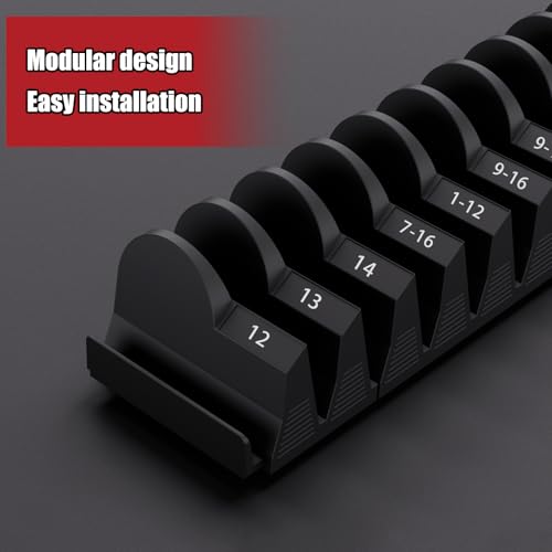 DEHOYI 12 pcs Modular Wrench Organizers for Tool Drawers - Wrench Rack with Metric & SAE Labels, Perfect Tool Storage Holder. Gift for father, brother and boyfriend (12pcs-Black) - style: 12pcs-Black