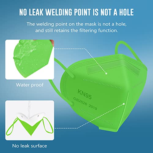 WWDOLL KN95 Face Mask 25 Pack, 5-Layers Breathable Disposable KN95 Masks - color: Green