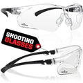 NoCry Clear Shooting Glasses for Men with Anti-Fog and Scratch Resistant Wraparound Lenses — ANSI Z87 Protective Eyewear with Adjustable Temples & Nose Pad — 100% UV Eye Protection - color: Black & Black