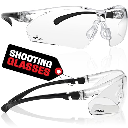NoCry Clear Shooting Glasses for Men with Anti-Fog and Scratch Resistant Wraparound Lenses — ANSI Z87 Protective Eyewear with Adjustable Temples & Nose Pad — 100% UV Eye Protection - color: Black & Black
