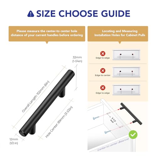 Ravinte Matte Black Cabinet Handles 6" Length,3.5" Hole Center,10 Pack - size: 6 Inch (3.5 Inch Hole Center)
