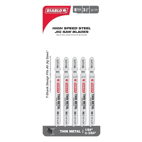 Diablo High Speed Steel T-Shank Jig Saw Blade - 3-5/8" Length, 5-Pack