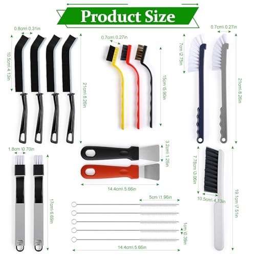 19Pcs Crevice Cleaning Brush Set,Hard Bristle Gap Scrub Tools