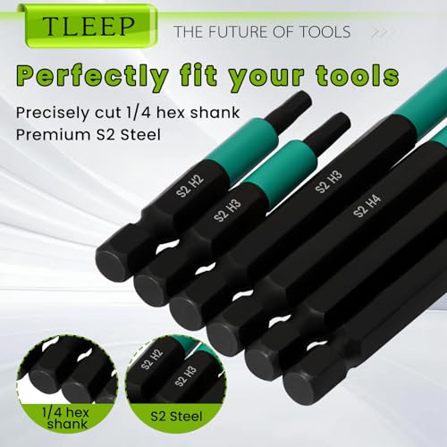 Impact Drill Allen Key Set 50mm+90mm+150mm Long, Allen Wrench Drill Bit Set H2-H8 Metric Hex Key Screwdriver Driver Bits, 1/4" Hex-Shank S2 Steel, 3 Lengths Meet Various Needs for Ikea Furniture - size: D.2mm to 8mm