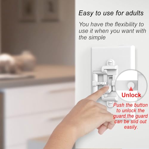 Light Switch Guard 4PK, Child Proof Toggle Cover, Keeps Lights ON/Off - color: White
