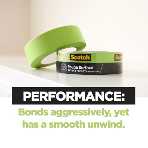 Scotch Rough Surface Painter's Tape 2060-24AR-BK, 0.94 in x 60.1 yd (24mm x 55m), Green, 36 Rolls, Contractor Pack, Clean Removal, No Residue, Textured & Hard-to-Stick Surfaces - size: 36 Pack