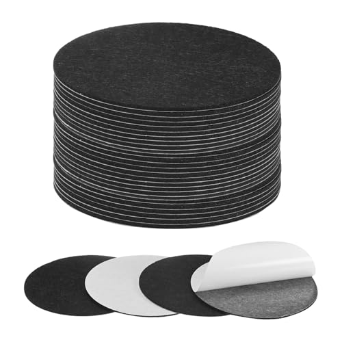 M METERXITY 30-Pack Lamp Base Felt, 5 Inch Dia. 2mm Thick Self Adhesive Round Fabric Felt Pads for Lamp/Furniture/DIY, Non-Slip Fiber Backed Patch Circles with Adhesive Backing [Black] - color: Black, size: 5" Dia