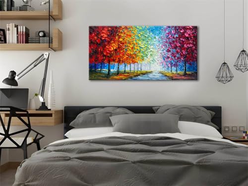 zoinart Colorful Oil Painting on Canvas, Abstract Landscape Wall Art | Texture Painting, Modern Wall Painting, Living Room Deco - color: YH-B203