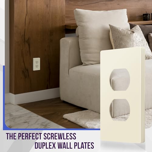 ENERLITES Screwless Duplex Outlet Covers Wall Plate, 1 Pack, Light Almond - color: Light Almond, size: Screwless
