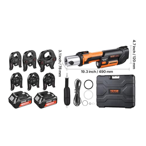 VEVOR Press Tool 18V Electric Pipe Crimping Tool for 1/2" - 2" Copper Pipes - size: Standard Size
