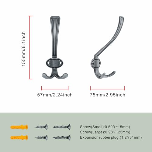 TUNNY Coat Hooks - Heavy Duty Hooks-Antique Nickel Coat Hooks, Pack for 3 Entry Shoe Cabinets On Door Hanger, wall Hook for Hanging Towel,Purse, Robe, Backpack, Jacket, Clothes - for Bathroom - color: Antique Nickel