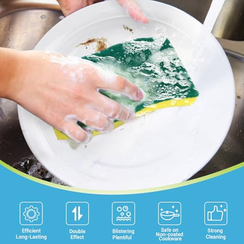 AIDEA XL Scrub Sponges Kitchen 12Count, Heavy Duty Sponges for Dishes - color: Green-extra Large