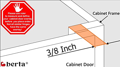Berta (10 pcs) 3/8" Overlay Cabinet Door Hinges, 90 Degree Restricted Opening Angle Soft Closing Face Frame Hinges, 6-Ways 3-Cam Adjustment, Concealed Kitchen Cabinet Door Hinges with Screws - size: 3/8" Overlay