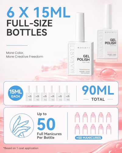 Makartt Pearl Gel Nail Polish Set 15ML : 6 Shimmer Mermaid Colors - color: Nebula Spectrum