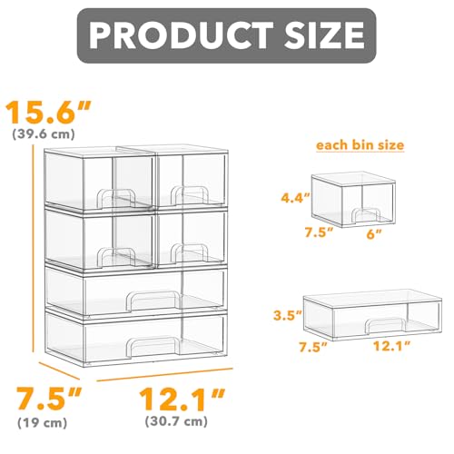 SpaceAid Bottle Storage Organizer Baby - Acrylic Bottles Station Organizer Container, Stackable Clear Drawers for Countertop, Vanity, Bathroom, Cabinet, Pantry Organization, 6 Pack, 4S2L, 15.6"H - size: 15.6"H, 6 Pack, 4S2L