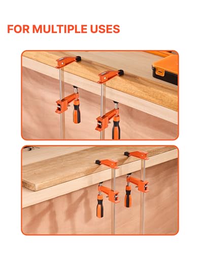 VEVOR Bar Clamps for Woodworking, 2-Pack 24 inch Opening, Lockable F-Clamp with 600 lbs Load Limit, 2-1/2 inch Depth, Cast Iron and Carbon Steel, Easy to Use, Wood Clamps for Woodworking Metal Working - size: 24"(2 Pack), style: Medium-Duty