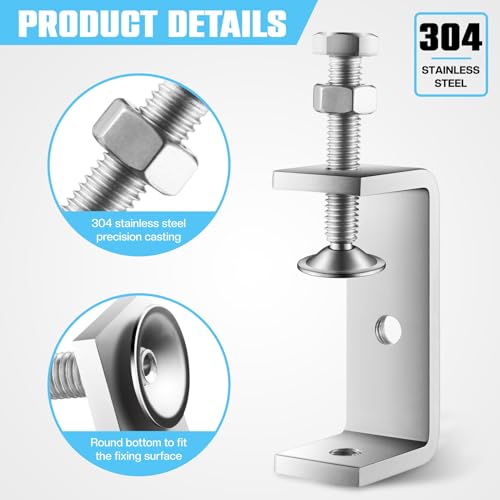 10 Pcs 304 Stainless Steel C Clamp Mini Tiger Clamp 1Inch Heavy Duty Metal U Clamps with Stable Wide Jaw Opening for Mounting Metal Working Woodworking(10 Pcs, 3 3/8 Inch) - size: 3 3/8 Inch