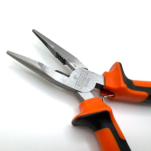 Edward Tools Pro-Grip 6" Needle Nose Pliers - Carbon Steel Jaws - Spring Loaded Design for Easier Use - Ergo Soft Handle with Safety Ridge - Long Reach for Home, Fishing, Jewelry, Crafts (Pack of 2)